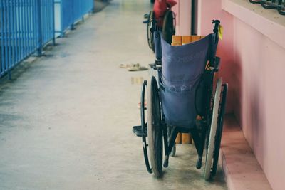 Rear view of woman on road