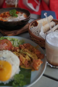 High angle view of food on table