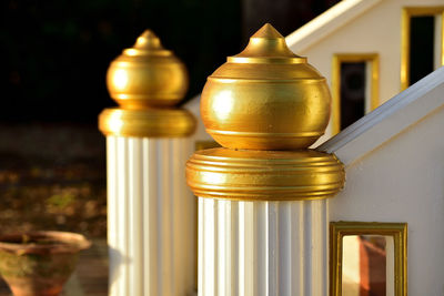 Close-up of illuminated lamp in building