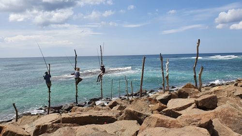 Traditional way of fishing in the south of sri lanka