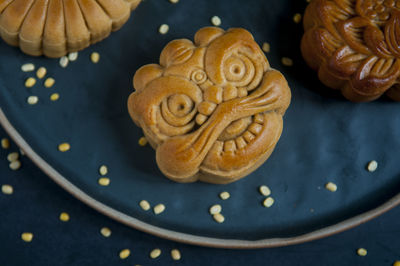 Moon cake for mid autumn festival on the table