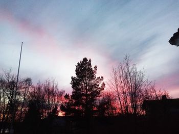 Low angle view of silhouette trees against sky at sunset