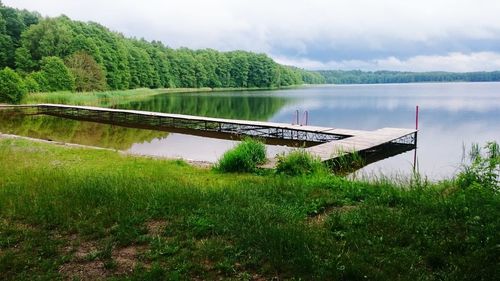 Scenic view of lake against sky