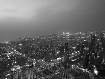 Aerial view of illuminated cityscape