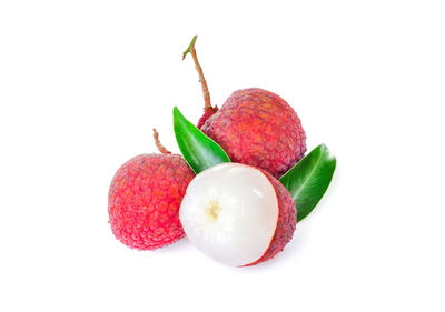 Lychee over white background