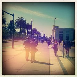 Woman standing in city