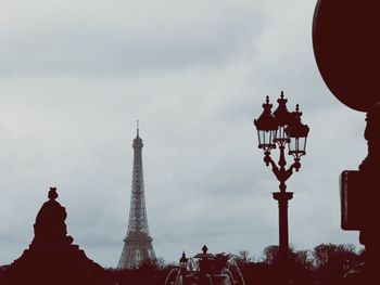 Low angle view of eiffel tower against sky