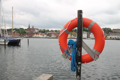 A life belt at the harbor of flensburg 