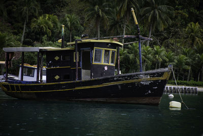 View of boat moored in water