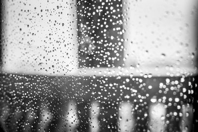 Full frame shot of wet glass window in rainy season