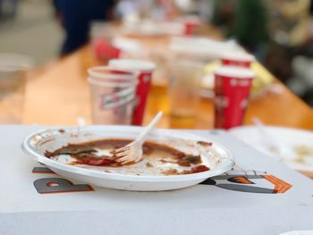 Close-up of food on table