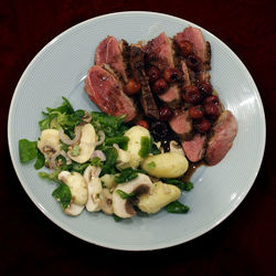 Directly above shot of food in plate on table