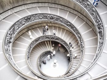 High angle view of people on spiral staircase at vatican museums