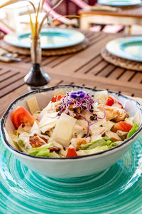 Close-up of food in plate on table