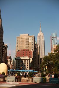 City buildings against clear sky