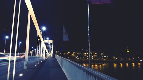 View of suspension bridge at night