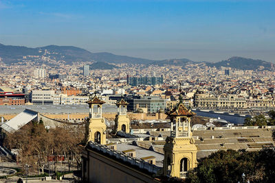 High angle view of townscape against sky