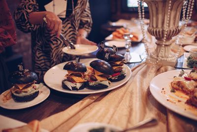 High angle view of food on table