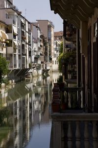 Reflection of buildings in lake