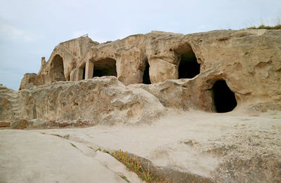 Incredible ancient uplistsikhe cave city on the rocky massif of shida kartli region, georgia