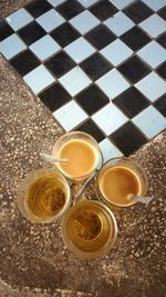 High angle view of coffee on table