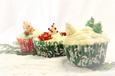 Christmas cupcakes on snow