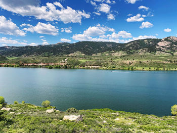 Scenic view of lake and mountains