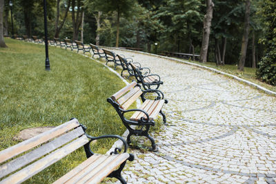 Empty bench in park