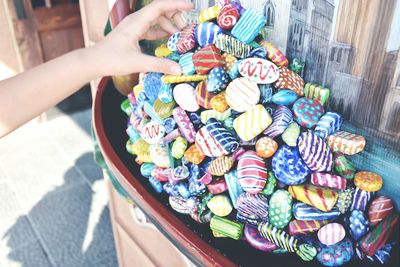 Full frame shot of multi colored candies for sale