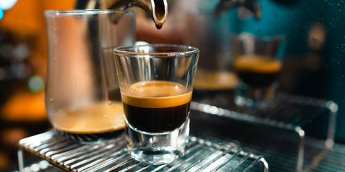 Close-up of coffee served on table