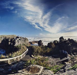 Scenic view of rocks against sky