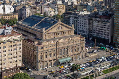 High angle view of buildings in city