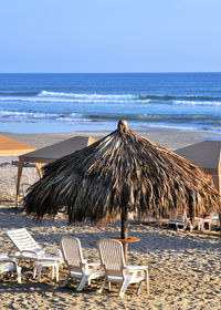 Lounge chairs on beach