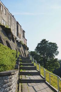 Low angle view of staircase against sky