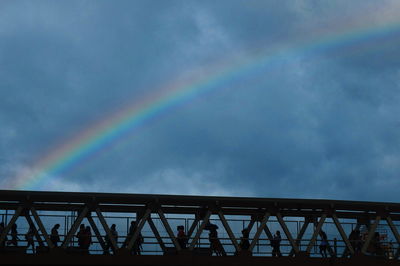 Low angle view of rainbow against sky