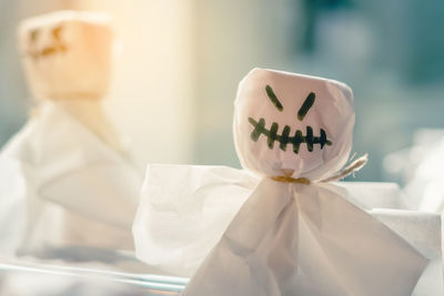 Close-up of white toy