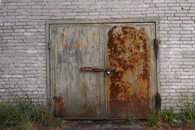 Closed door of old building