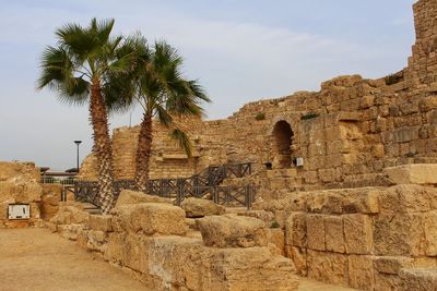 Low angle view of old ruin building