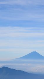 Scenic view of mountains against cloudy sky