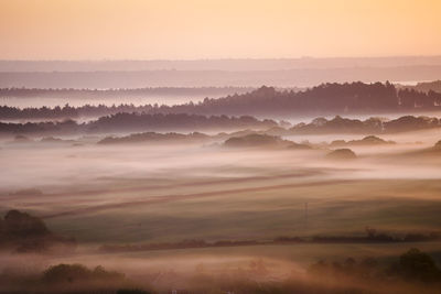 Scenic view of landscape against sky during sunset