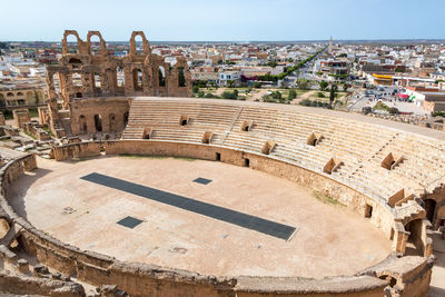 Aerial view of old building in city