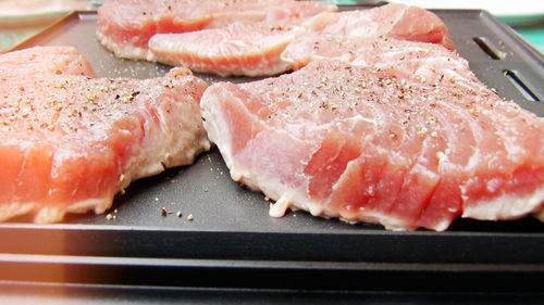 Close-up of meat served in plate