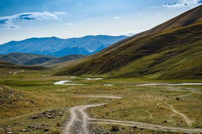 Scenic view of mountains against sky