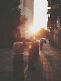 View of street at sunset