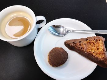 High angle view of breakfast on table