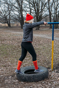Outdoor pull-up bar and parallel bars workout. socially distant bootcamps. group fitness 