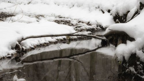 Frozen lake in winter