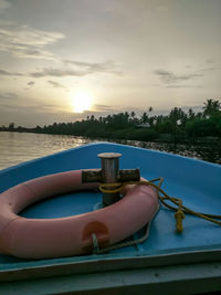 Boat in sea against sky