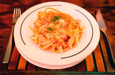 High angle view of meal served in plate