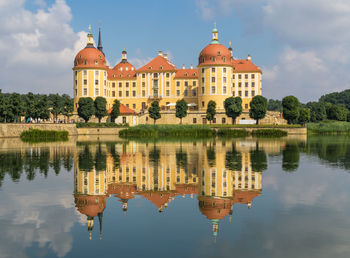 Reflection of building in lake